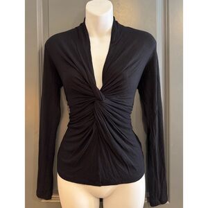 CAbi Elegant Black Gathered Blouse
